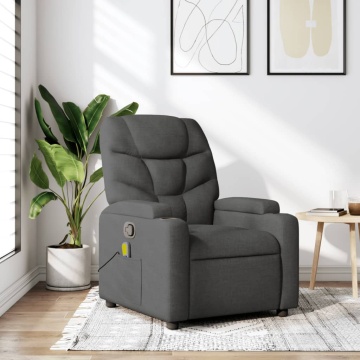 Fotoliu de masaj rabatabil, gri închis, material textil - Img 1