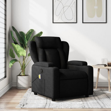 Fotoliu de masaj rabatabil, negru, material textil - Img 1
