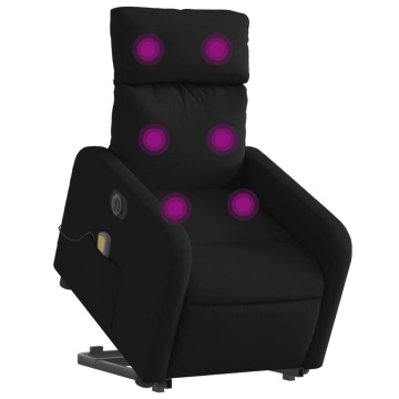 Fotoliu electric de masaj rabatabil cu ridicare, negru, textil - Img 3