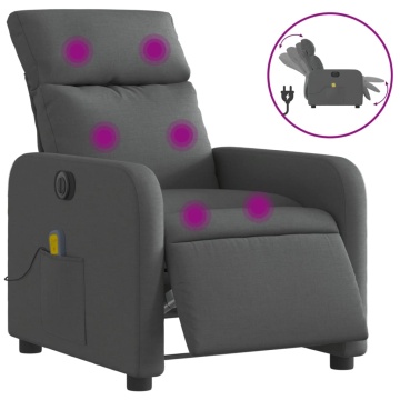 Fotoliu electric de masaj rabatabil, gri închis, textil - Img 2