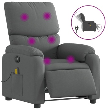 Fotoliu electric de masaj rabatabil, gri închis, textil - Img 2