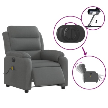 Fotoliu electric de masaj rabatabil, gri închis, textil - Img 5