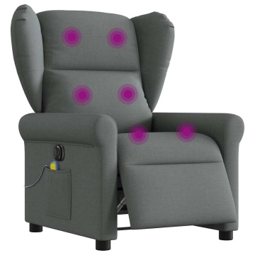 Fotoliu electric de masaj rabatabil, gri închis, textil - Img 1