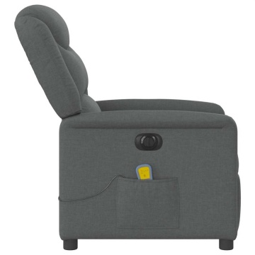 Fotoliu electric de masaj rabatabil, gri închis, textil - Img 5
