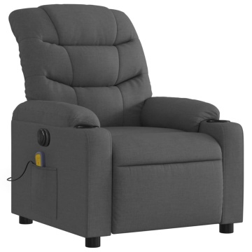 Fotoliu electric de masaj rabatabil, gri închis, textil - Img 4