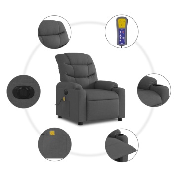 Fotoliu electric de masaj rabatabil, gri închis, textil - Img 7
