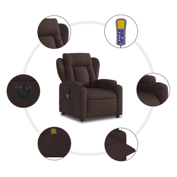 Fotoliu electric de masaj rabatabil, maro închis, textil - Img 7