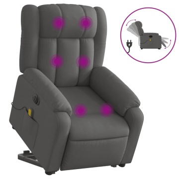 Fotoliu electric masaj rabatabil cu ridicare, gri închis textil - Img 2