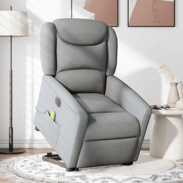 Fotoliu electric masaj rabatabil cu ridicare, gri închis textil - Img 2
