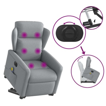Fotoliu electric masaj rabatabil cu ridicare, gri închis textil - Img 7