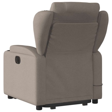 Fotoliu electric masaj rabatabil cu ridicare, gri taupe, textil - Img 8