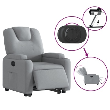 Fotoliu electric rabatabil cu ridicare, gri deschis, textil - Img 5
