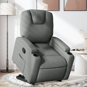 Fotoliu rabatabil cu ridicare pe verticală, gri închis, textil - Img 1