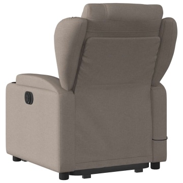 Fotoliu rabatabil de masaj cu ridicare, gri taupe, textil - Img 8