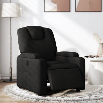 Fotoliu rabatabil electric, negru, material textil - Img 1