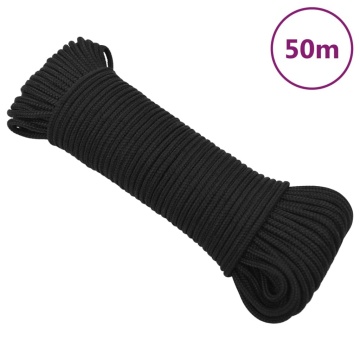 Frânghie de barcă, negru complet, 4 mm, 50 m, polipropilenă - Img 1