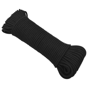 Frânghie de barcă, negru complet, 4 mm, 50 m, polipropilenă - Img 2