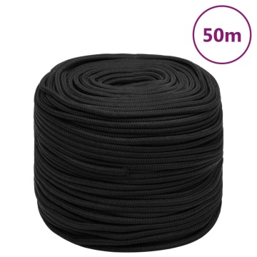 Frânghie de barcă, negru complet, 8 mm, 50 m, polipropilenă - Img 1