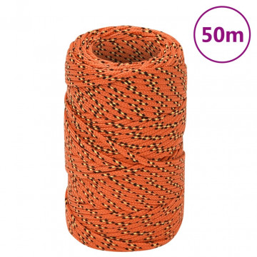 Frânghie de barcă, portocaliu, 2 mm, 50 m, polipropilenă - Img 1