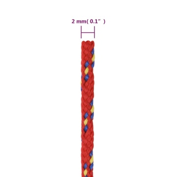 Frânghie de barcă, roșu, 2 mm, 100 m, polipropilenă - Img 5