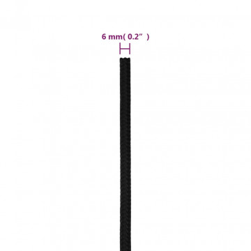 Frânghie de lucru, negru, 6 mm, 25 m, poliester - Img 5