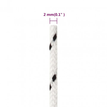 Frânghie împletită pentru barcă, alb, 2 mm x 25 m, poliester - Img 6