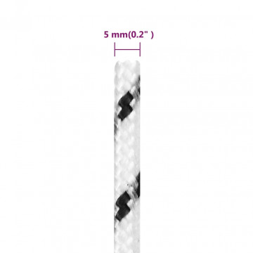 Frânghie împletită pentru barcă, alb, 5 mm x 50 m, poliester - Img 6