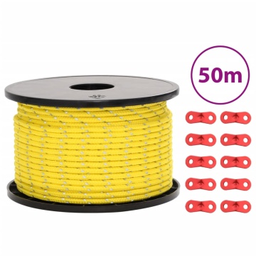 Funie pentru cort cu benzi reflectorizante și chei, 50 m, 5 mm - Img 1