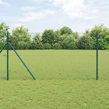 Gard cu Fir Sudat cu 13 Stâlpi Verde 1.2x25 m Oțel - Img 1