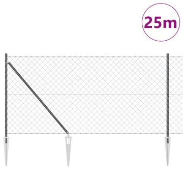 Gard cu plasă de lanț cu 13 piuneze de fixare 1.4x25 m Oțel galvanizat - Img 3