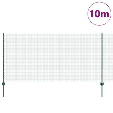 Gard cu Sârmă Sudată cu 5 Stâlpi U Verde 1.2x10 m Oțel - Img 3