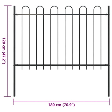 Gard de grădină cu vârf curbat, negru, 1,8 m, oțel - Img 5