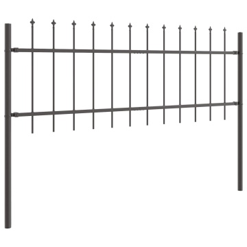 Gard de grădină cu vârf de lance, gri, 13,6x0,6 m, din oțel - Img 3