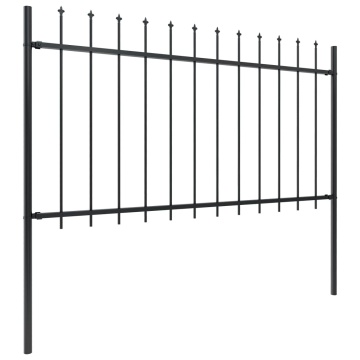 Gard de grădină cu vârf suliță, negru, 10,2 m, oțel - Img 2
