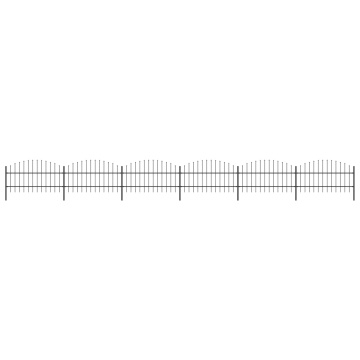 Gard de grădină cu vârf suliță, negru, 10,2 m, oțel - Img 1