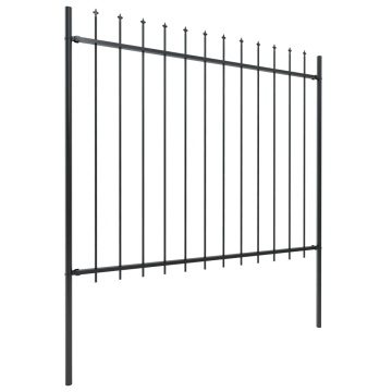 Gard de grădină cu vârf suliță, negru, 10,2 m, oțel - Img 2