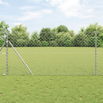 Gard de plasă de lanț cu 7 stâlpi 1,2x10 m Oțel galvanizat - Img 1