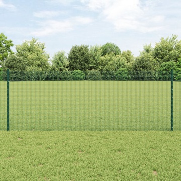 Gard din fibră sudată cu 11 stâlpi U Verde 0.8x25 m Oțel - Img 1
