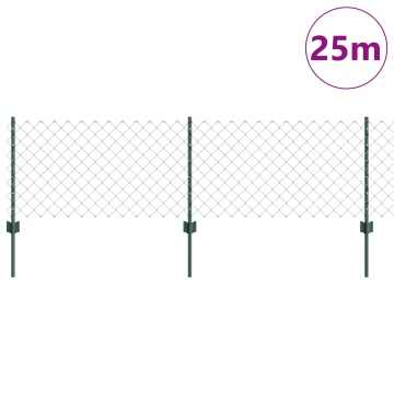 Gard din Linkuri de Lanț cu 22 Stâlpi U Verde 0.6x25 m Oțel - Img 3