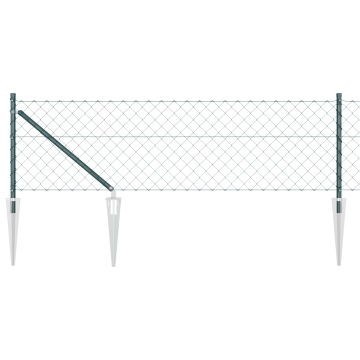 Gard din plasă de lanț cu 13 stâlpi cu vârf 0.8x25 m din oțel galvanizat - Img 2
