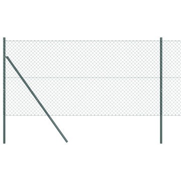 Gard din plasă de lanț cu 7 stâlpi 1.5x10 m Oțel galvanizat Verde - Img 2