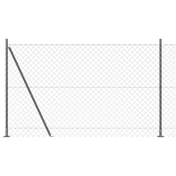 gard din plasă de lanț cu 7 stâlpi flanșați 1.4x10 m oțel galvanizat - Img 2