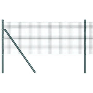 Gard din plasă sudată cu 13 stâlpi verde 0.8x25 m metal - Img 2