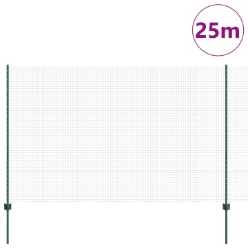 Gard din sârmă sudată cu 11 posturi U Verde 1.6x25 m Oțel - Img 3