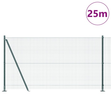 Gard din sârmă sudată cu 13 stâlpi verzi 1.2x25 m din oțel - Img 3