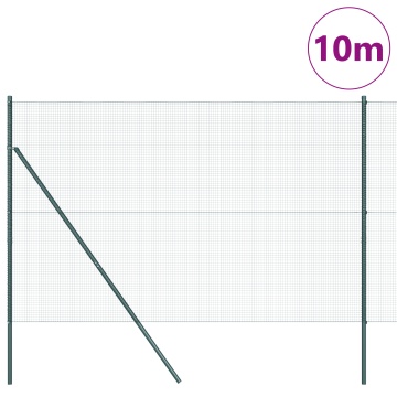 Gard din Sârmă Sudată cu 7 Stâlpi Verde 1.5x10 m Oțel - Img 3
