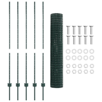 Gard Euro cu 5 stâlpi U Verde 1.4x10 m Oțel - Img 4