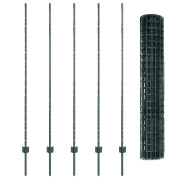 Gard Euro cu 5 Stâlpi U Verde 1.5x10 m Oțel - Img 4