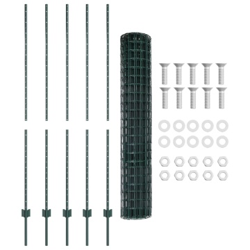 Gard Euro cu 5 stâlpi U Verde 1.5x10 m Oțel - Img 2