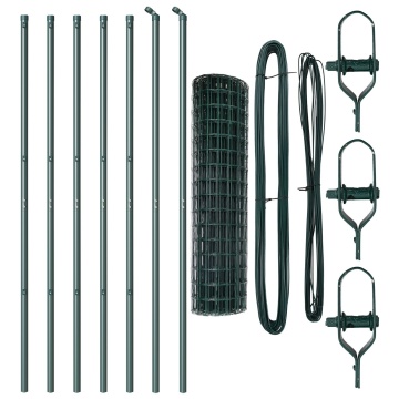 Gard Euro cu 7 Stâlpi 1.4x10 m Oțel Galvanizat Verde - Img 2
